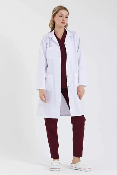 Feliplini Kadın Klasik Yaka Uzun Boy Beyaz Öğretmen Ve Doktor Önlüğü