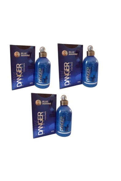 Morfose Danger Sportive Erkek Parfüm 100ml Edc Blue Marine 3 Adet