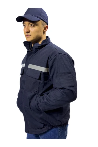 Butik Bafaco Tekstil /  7/7 Gabardin Reflektörlü Lacivert Kışlık Mont - Resim 3