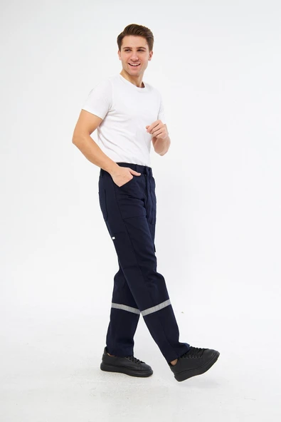 mervem İş Pantolonu 16/12 Gabardin %100 Pamuk Reflektörlü Cepli - Resim 3