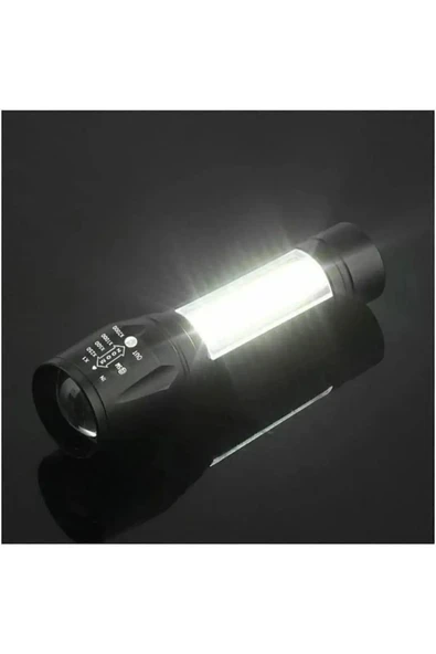 Torka Dayanıklı USB Şarjlı El Feneri Uzun Menzilli Flaşörlü Zoomlu Kamp Deprem Çanta Metal El Feneri - 5