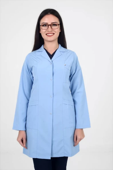 DENİZ İŞ Deniz Iş Kıyafetleri Kadın Alpaka Kumaş Açık Mavi Renk Iş Önlüğü - Resim 3