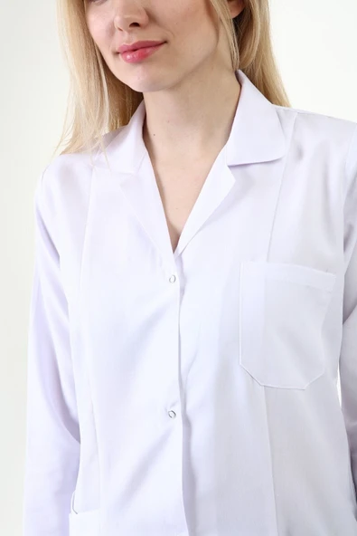 Palmiye Tesettür Uzun Boy Gömlek Yaka Doktor Öğretmen Laborant Önlüğü - 4