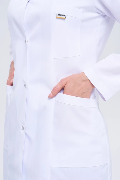 ZENAPRON Kadın Gömlek Yaka Tesettür Boy Doktor - Öğretmen Önlüğü - 7