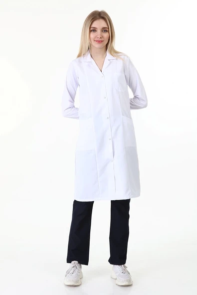 Palmiye Tesettür Uzun Boy Gömlek Yaka Doktor Öğretmen Laborant Önlüğü