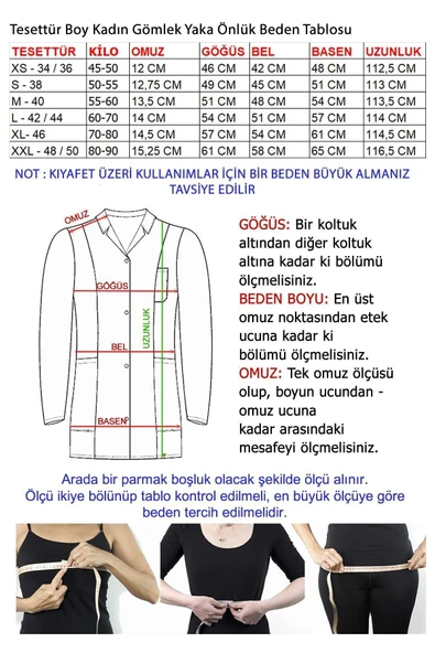 ZENAPRON Kadın Gömlek Yaka Tesettür Boy Doktor - Öğretmen Önlüğü - 2