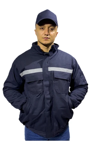 Butik Bafaco Tekstil /  7/7 Gabardin Reflektörlü Lacivert Kışlık Mont ürün görseli