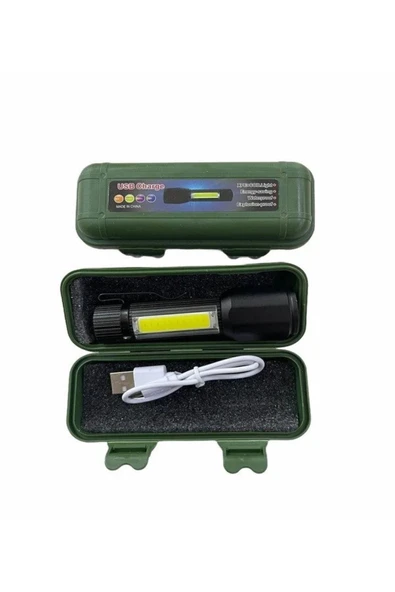 ResBey Şarjlı Metal Zoomlu El Feneri-KAMP - 4