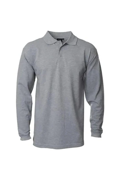 BLUE SAFETY Polo Yaka Gri Uzun Kollu Sweatshirt - 1
