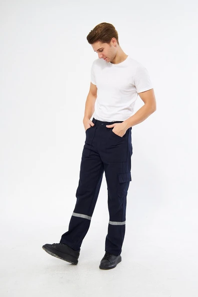 mervem İş Pantolonu 7/7 Gabardin %100 Pamuk Reflektörlü Kargo Cepli - Resim 2