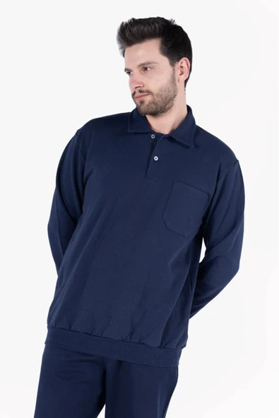 Yıldırımlar Giyim İki Iplik Polo Yaka Cepli Sweatshirt - 3