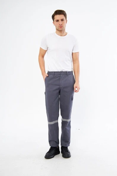 mervem Pantolon 16/12 Gabardin %100 Pamuk Reflektörlü Kargo Cepli Gri Yazlık ürün görseli