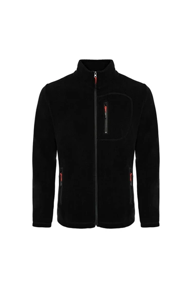 ALC Unisex Siyah Bato Yaka Tam Fermuarlı 3 Cepli Outdoor Polar Ceket - 3