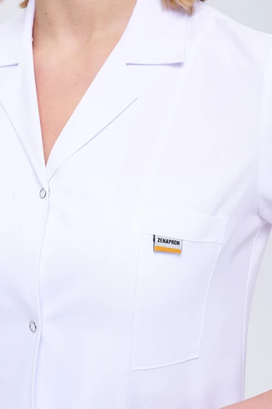 ZENAPRON Kadın Gömlek Yaka Tesettür Boy Doktor - Öğretmen Önlüğü - 8