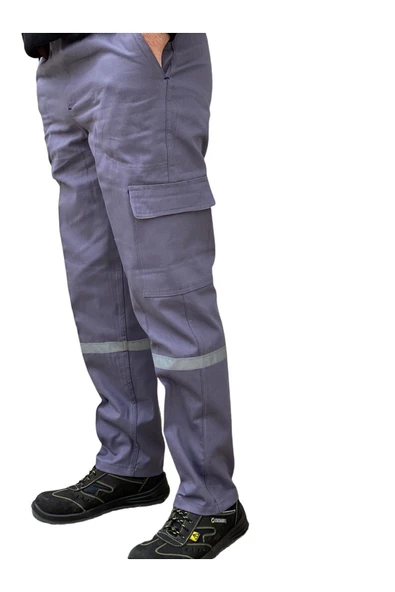 FORMİNEİSG Gri 16-12 Gabardin Pantolon Kom Cepli Fosforlu - Resim 2