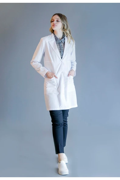 almesta Şal Yaka Uzun Kollu Doktor Hemşire Öğretmen Önlük - 5