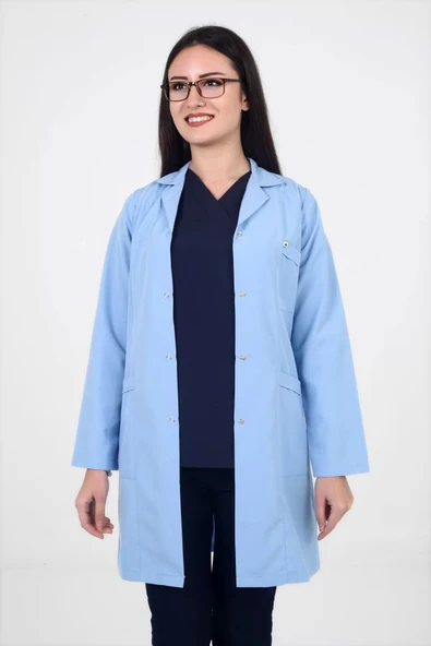 DENİZ İŞ Deniz Iş Kıyafetleri Kadın Alpaka Kumaş Açık Mavi Renk Iş Önlüğü ürün görseli