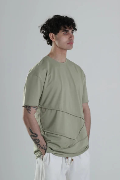 Yeşil Halat Detaylı Tasarım T-Shirt - 4