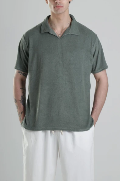 Yeşil V Yaka T-Shirt