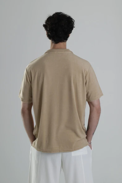 Yazlık Havlu Kumaş Bej T-Shirt - 4