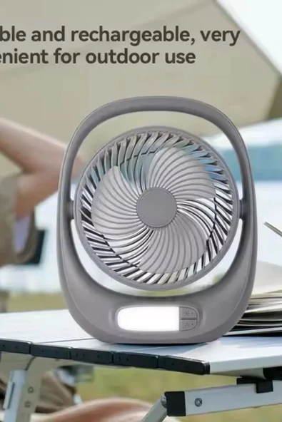 Auhma Aufn01 7 İnç Şarjlı Masaüstü Vantilatör LED Işıklı Sessiz 3 Kademeli - 4