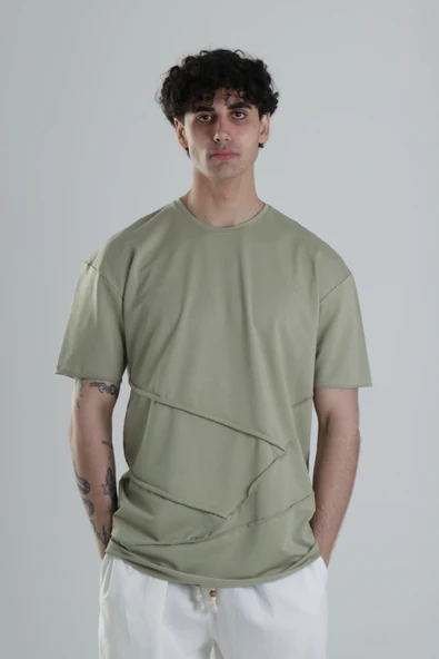 Yeşil Halat Detaylı Tasarım T-Shirt - 2