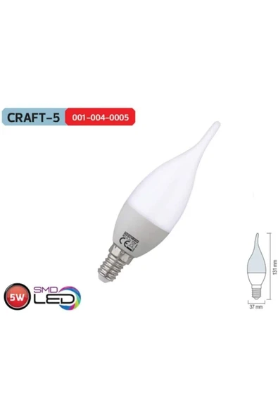 1 Adet Çok Kaliteli E14 Duy 5 Watt, 6400 Kelvin Beyaz Işık Led Ampul, Avize, Şamdan Ampulü Mum Ampul - 4