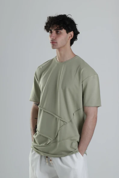 Yeşil Halat Detaylı Tasarım T-Shirt - 3