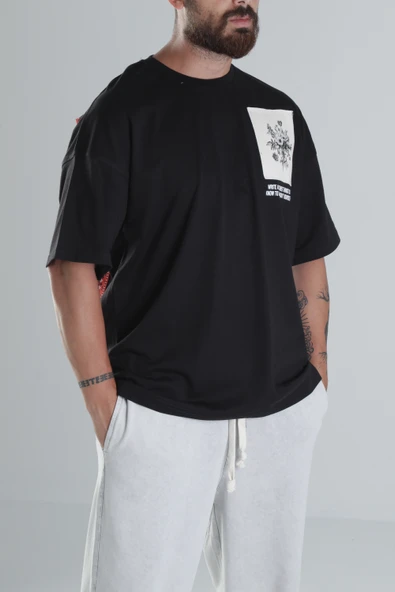 Halı Desenli Siyah Tasarım T-Shirt - 3