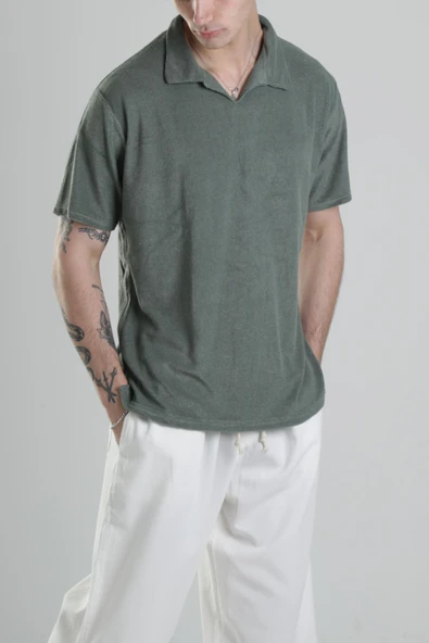 Yeşil V Yaka T-Shirt - 3