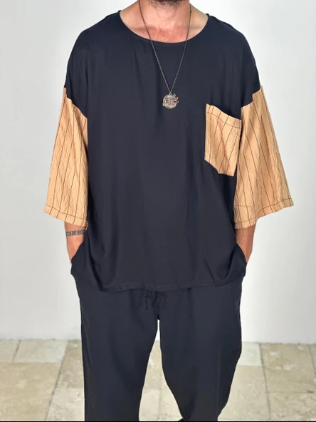 Fakir Kol Viscon Kahverengi Oversize T-Shirt