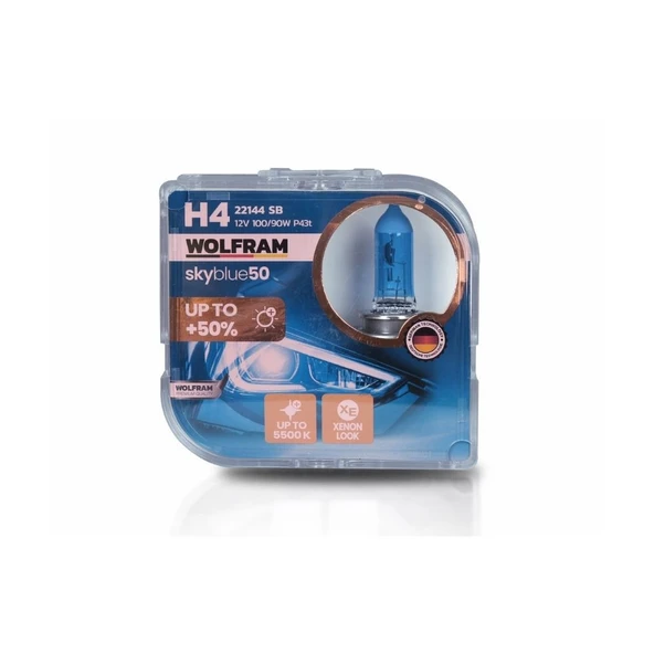 H4 Halojen Ampul Sky Blue Beyaz Işık 12V 100/90W 5500K - 2