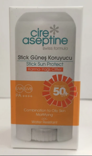 CİRE ASEPTİNE STİCK GÜNEŞ KORUYUCU 50+SPF KARMA - YAĞLI CİLTLER 17GR ürün görseli 1