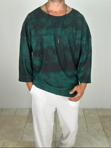 Yeşil Batik Fakir Kol T-Shirt - 1