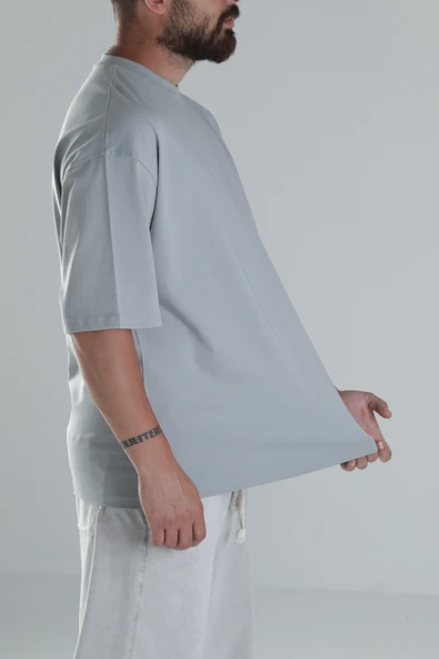Gri Oversize T-Shirt - 3