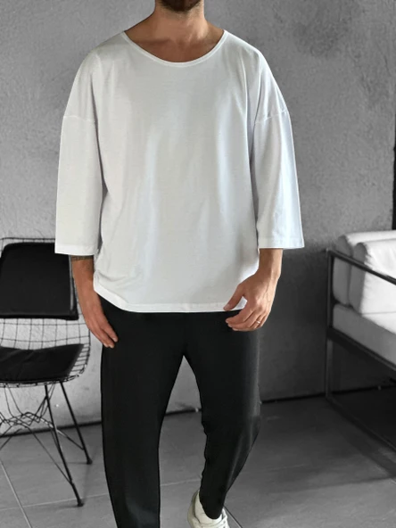 Fakir Kol Beyaz Bohem T-Shirt - 1