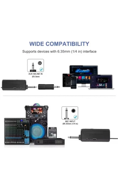 Profesyonel Çiftli Kablosuz Mikrofon Seti Karaoke Şarj Edilebilir 50 Metre Mesafe - 5