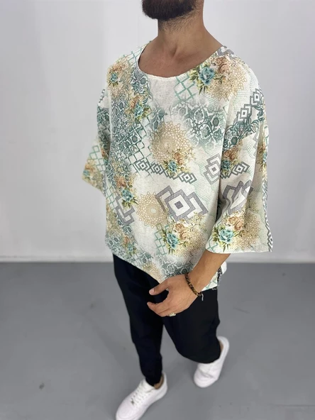 Erkek Fakir Kol Keten T-Shirt - 4