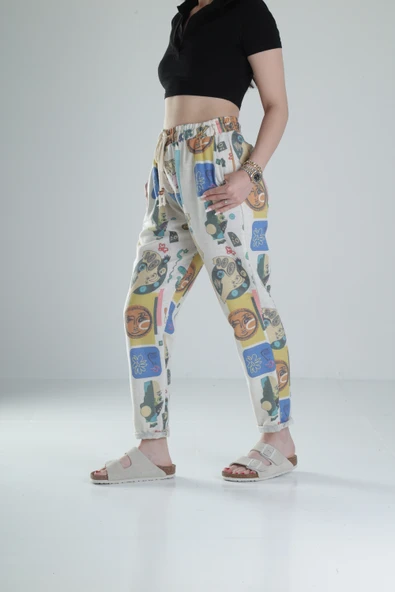 Etnik Desenli Baget Pantolon - 3