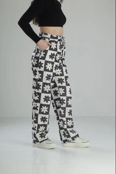 Çiçek Desenli Baggy Pantolon - 3
