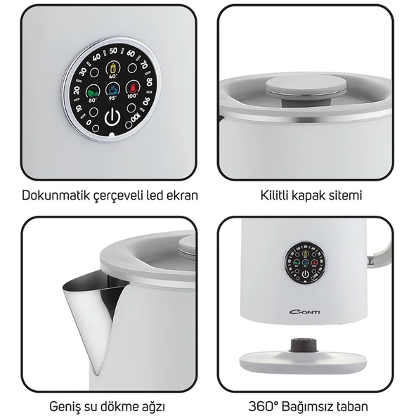 Conti CK-300 Therma 1.7 Litre 1500 W Dijital Kettle - Beyaz - 3