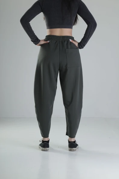 Likralı Yeşil Tasarım Pantolon - 4