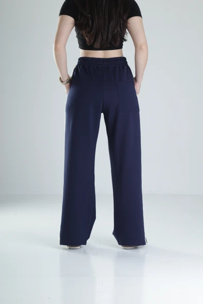 Yan Şerit Detaylı Lacivert Oversize Eşofman - 4