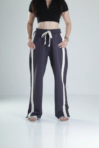 Yan Şerit Detaylı Füme Oversize Eşofman