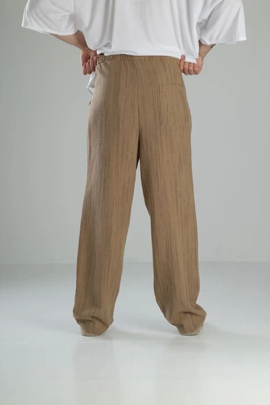 Aerobin Keten Kahve Baggy Pantolon - 4
