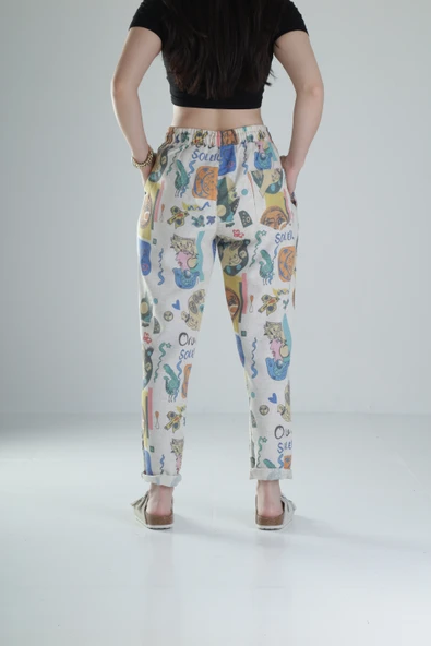 Etnik Desenli Baget Pantolon - 4