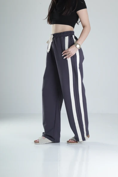 Yan Şerit Detaylı Füme Oversize Eşofman - 3