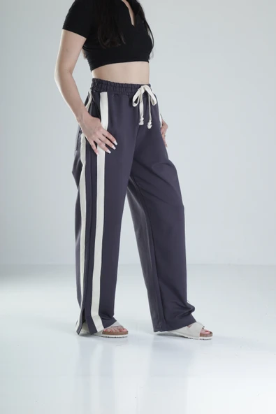 Yan Şerit Detaylı Füme Oversize Eşofman - 2