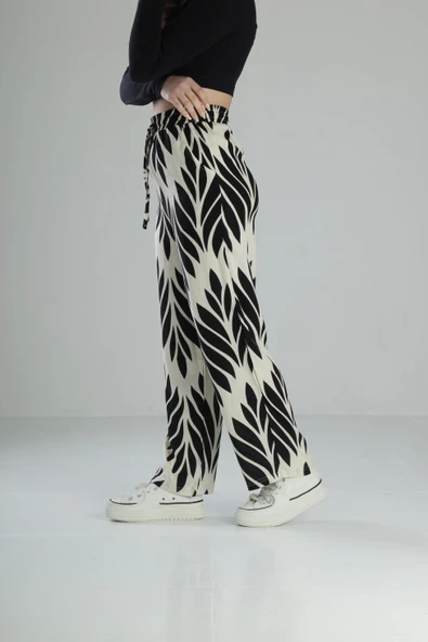 Yaprak Desenli Baggy Pantolon - 2
