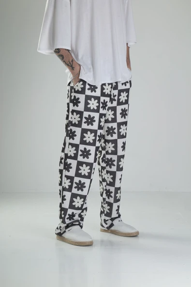 Çiçek Desenli Baggy Pantolon - 3